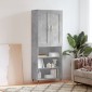 vidaXL Ντουλάπι Γκρι Σκυροδέματος 69,5x34x180 εκ. Επεξεργασμένο Ξύλο