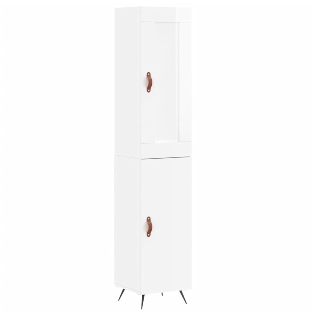 vidaXL Ντουλάπι Γυαλ. Λευκό 34,5 x 34 x 180 εκ. από Επεξεργασμένο Ξύλο