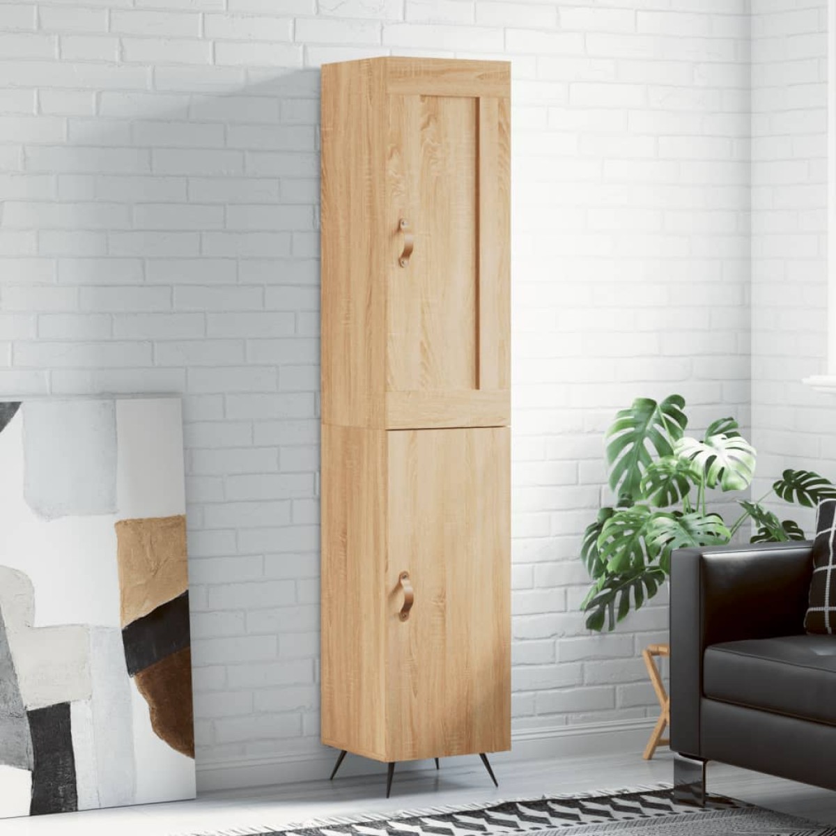 vidaXL Μπουφές Sonoma δρυς 34,5 x 34 x 180 εκ. από Επεξεργασμένο Ξύλο