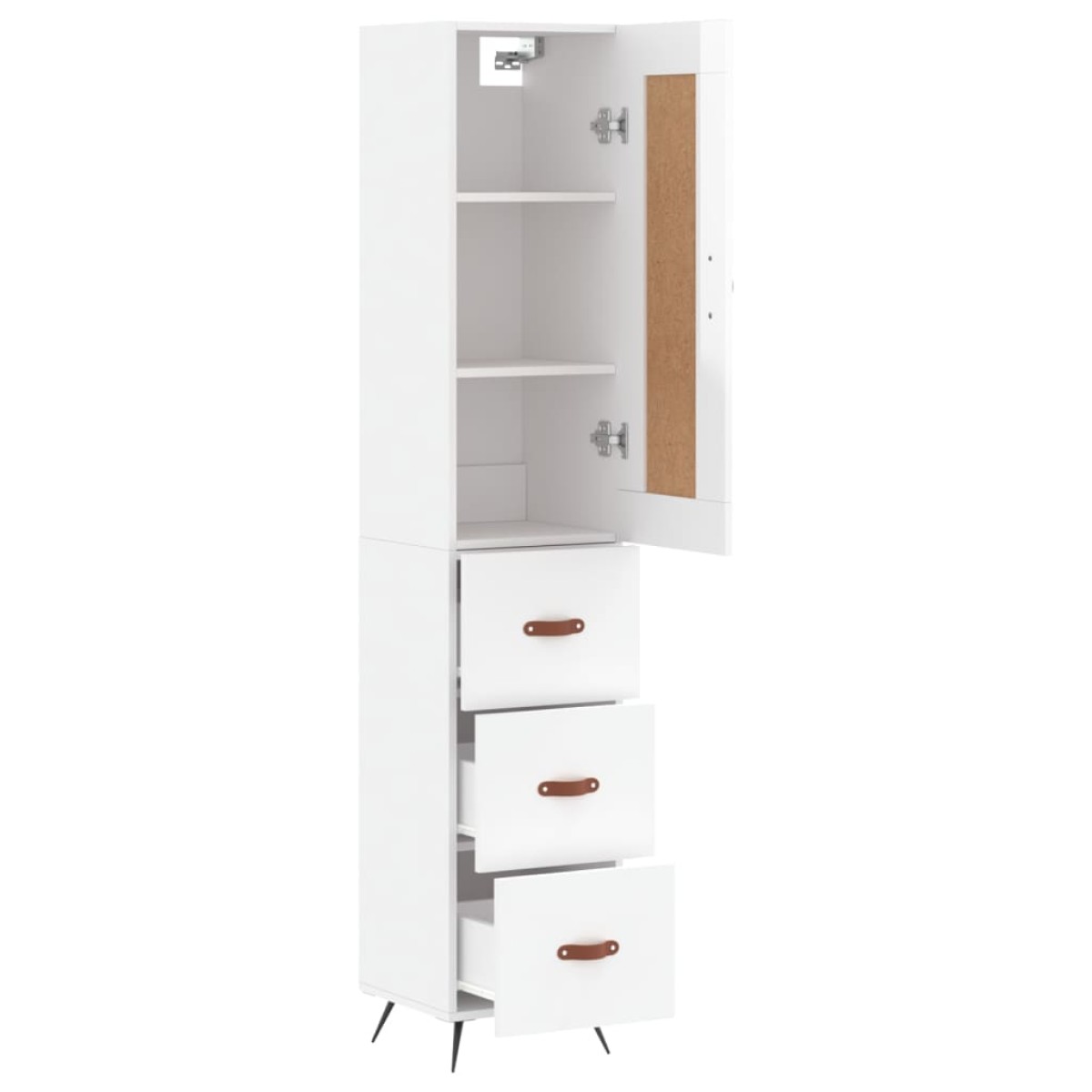 vidaXL Ντουλάπι Γυαλ. Λευκό 34,5 x 34 x 180 εκ. από Επεξεργασμένο Ξύλο