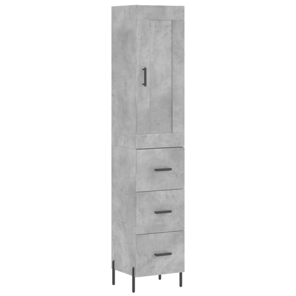 vidaXL Ντουλάπι Γκρι Σκυροδέματος 34,5x34x180 εκ. Επεξεργασμένο Ξύλο