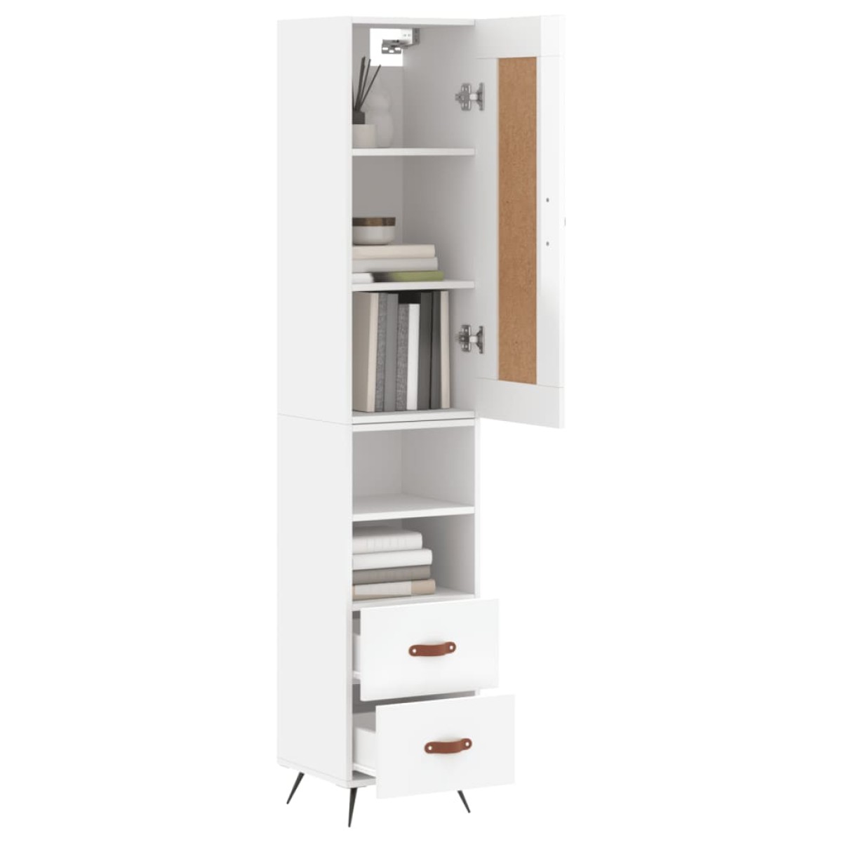 vidaXL Ντουλάπι Γυαλ. Λευκό 34,5 x 34 x 180 εκ. από Επεξεργασμένο Ξύλο