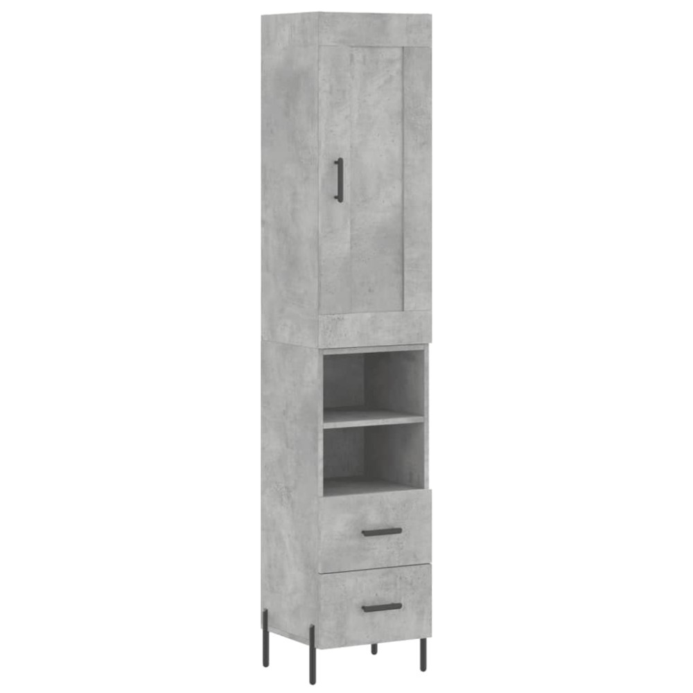 vidaXL Ντουλάπι Γκρι Σκυροδέματος 34,5x34x180 εκ. Επεξεργασμένο Ξύλο