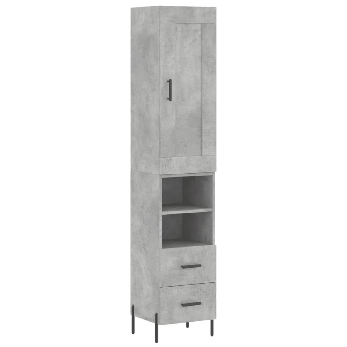 vidaXL Ντουλάπι Γκρι Σκυροδέματος 34,5x34x180 εκ. Επεξεργασμένο Ξύλο