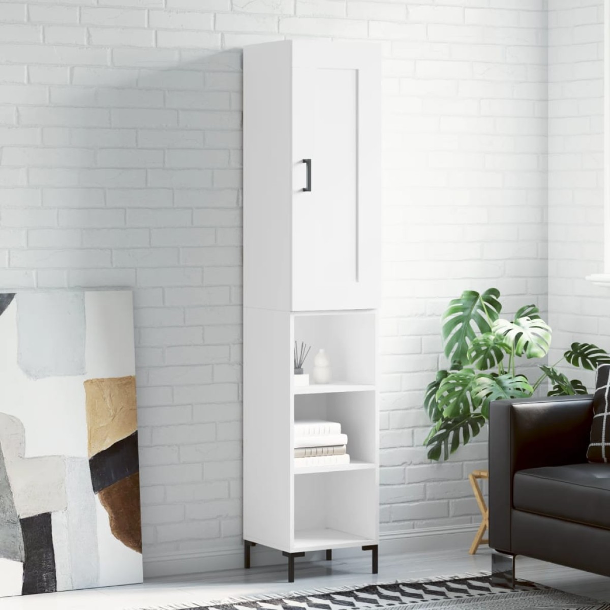vidaXL Ντουλάπι Λευκός 34,5 x 34 x 180 εκ. από Επεξεργασμένο Ξύλο