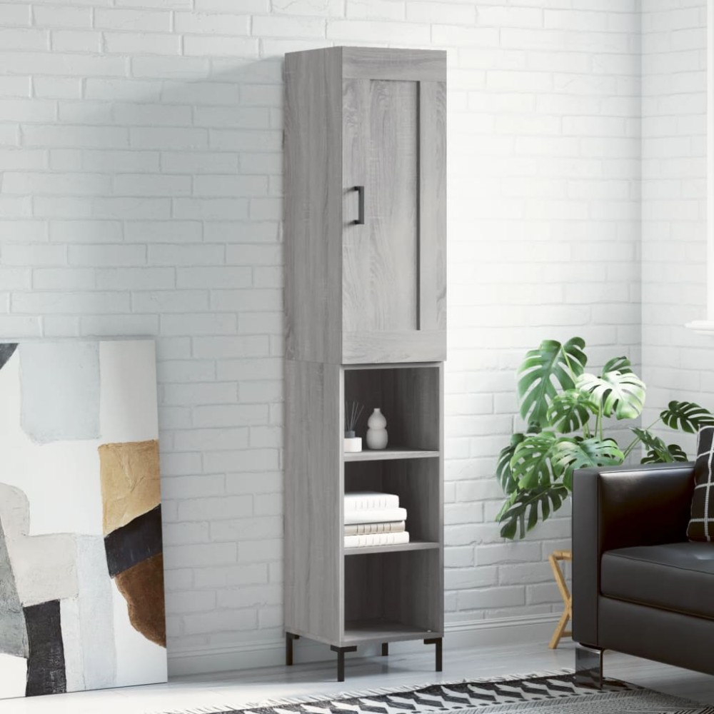 vidaXL Μπουφές Sonoma Γκρι 34,5 x 34 x 180 εκ. από Επεξεργασμένο Ξύλο