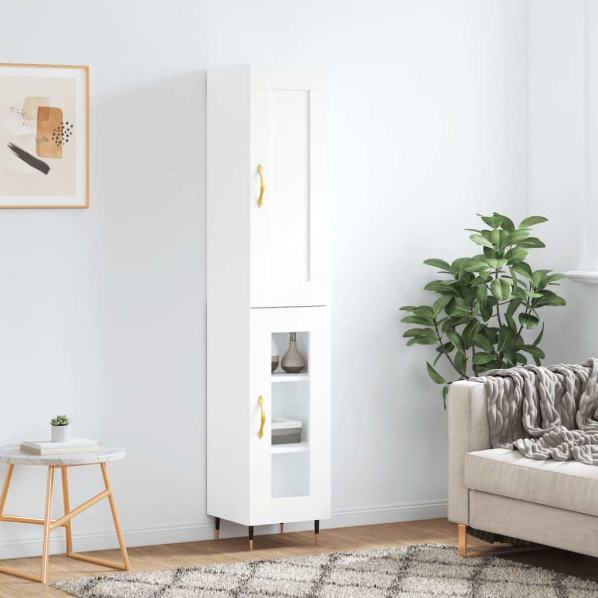 vidaXL Ντουλάπι Λευκός 34,5 x 34 x 180 εκ. από Επεξεργασμένο Ξύλο