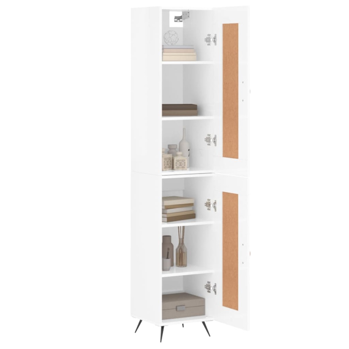 vidaXL Ντουλάπι Γυαλ. Λευκό 34,5 x 34 x 180 εκ. από Επεξεργασμένο Ξύλο