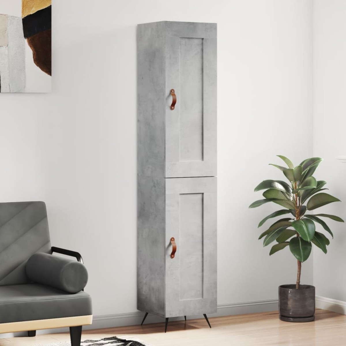 vidaXL Ντουλάπι Γκρι Σκυροδέματος 34,5x34x180 εκ. Επεξεργασμένο Ξύλο