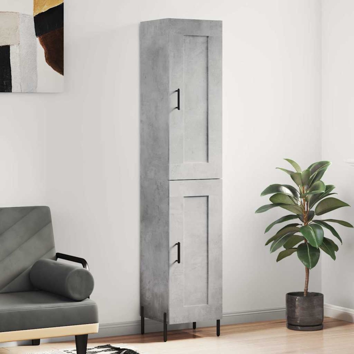 vidaXL Ντουλάπι Γκρι Σκυροδέματος 34,5x34x180 εκ. Επεξεργασμένο Ξύλο