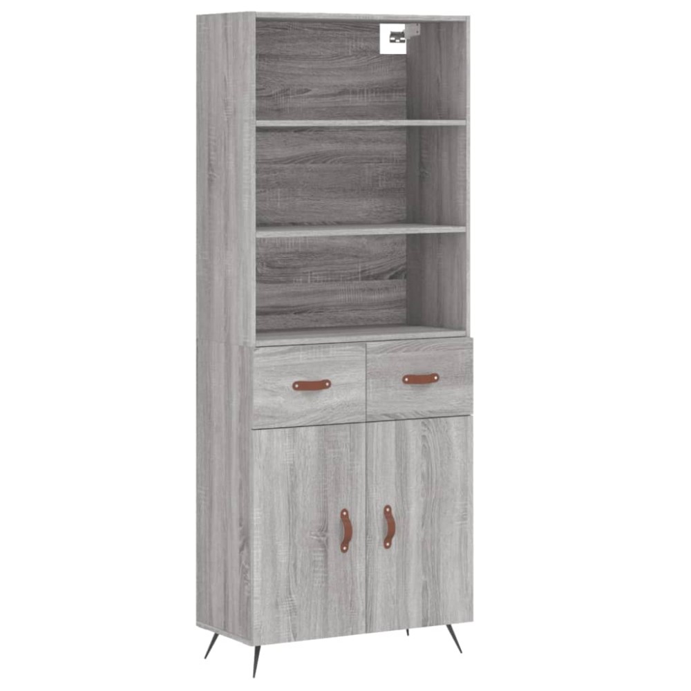 vidaXL Ντουλάπι Γκρι Sonoma 69,5 x 34 x 180 εκ. Επεξεργασμένο Ξύλο