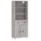 vidaXL Ντουλάπι Γκρι Sonoma 69,5 x 34 x 180 εκ. Επεξεργασμένο Ξύλο