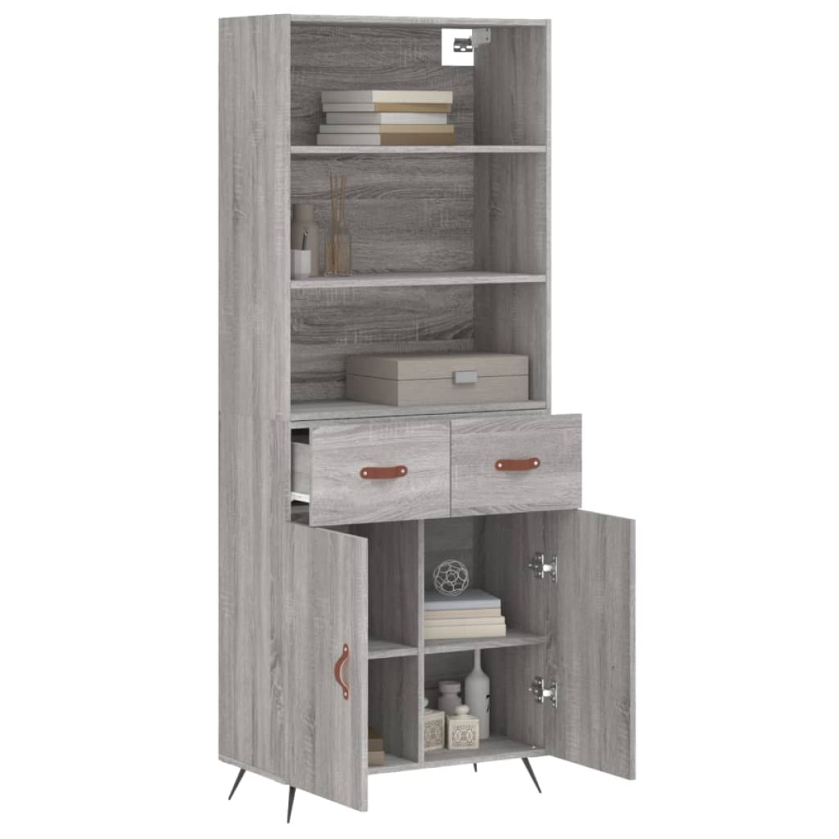 vidaXL Ντουλάπι Γκρι Sonoma 69,5 x 34 x 180 εκ. Επεξεργασμένο Ξύλο