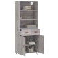 vidaXL Ντουλάπι Γκρι Sonoma 69,5 x 34 x 180 εκ. Επεξεργασμένο Ξύλο