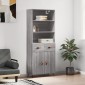 vidaXL Ντουλάπι Γκρι Sonoma 69,5 x 34 x 180 εκ. Επεξεργασμένο Ξύλο
