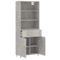 vidaXL Ντουλάπι Γκρι Σκυροδέματος 69,5x34x180 εκ. Επεξεργασμένο Ξύλο