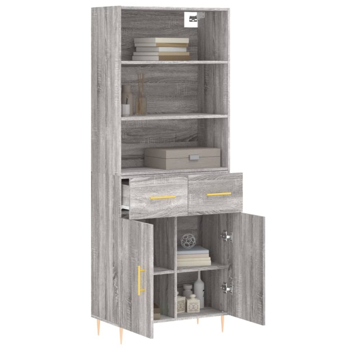vidaXL Ντουλάπι Γκρι Sonoma 69,5 x 34 x 180 εκ. Επεξεργασμένο Ξύλο