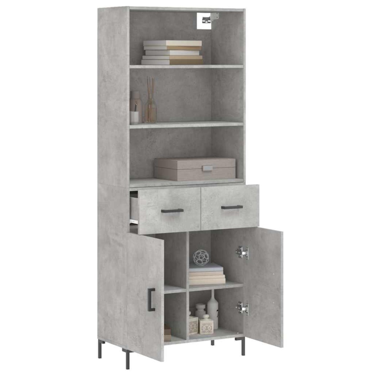 vidaXL Ντουλάπι Γκρι Σκυροδέματος 69,5x34x180 εκ. Επεξεργασμένο Ξύλο
