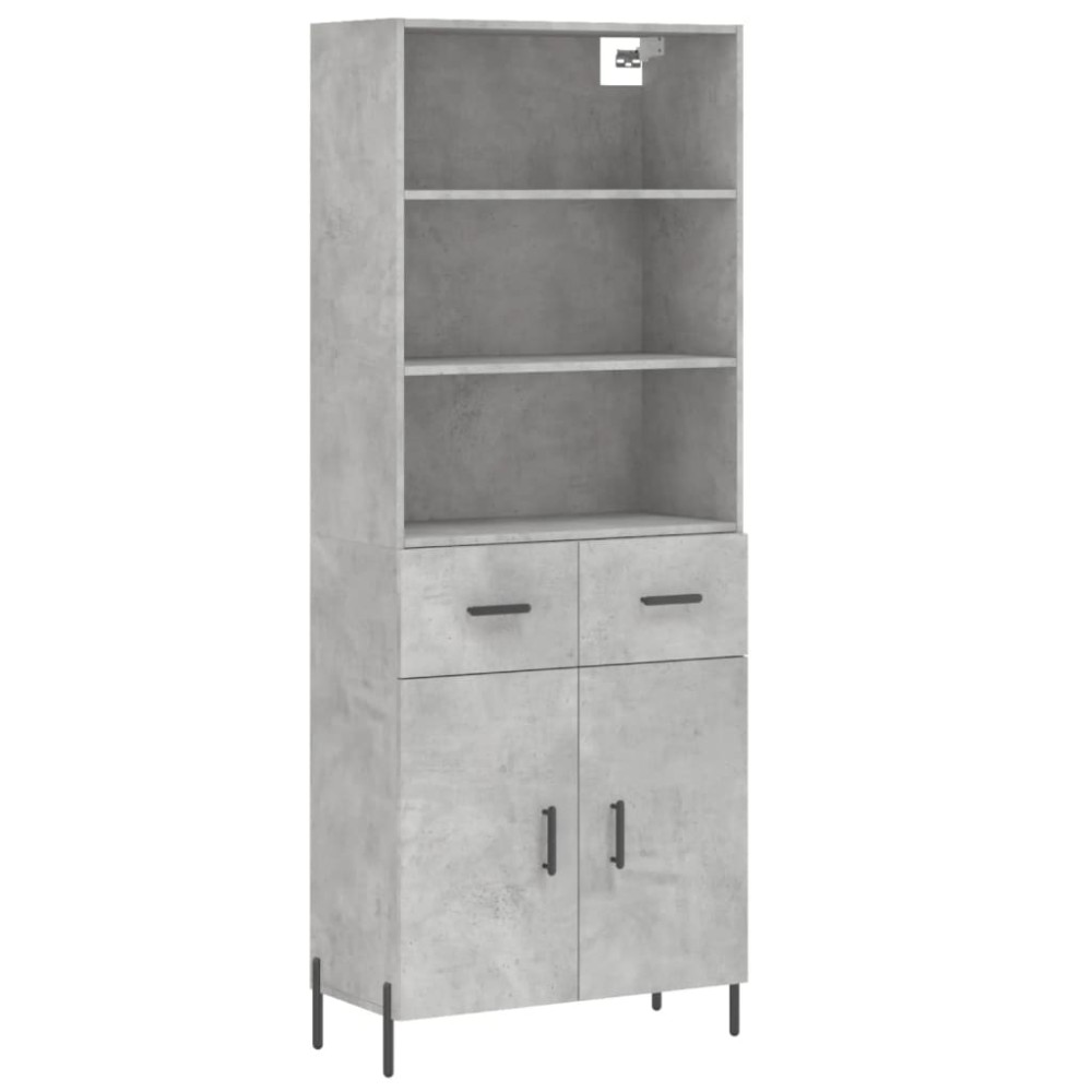 vidaXL Ντουλάπι Γκρι Σκυροδέματος 69,5x34x180 εκ. Επεξεργασμένο Ξύλο