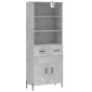 vidaXL Ντουλάπι Γκρι Σκυροδέματος 69,5x34x180 εκ. Επεξεργασμένο Ξύλο