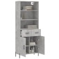 vidaXL Ντουλάπι Γκρι Σκυροδέματος 69,5x34x180 εκ. Επεξεργασμένο Ξύλο