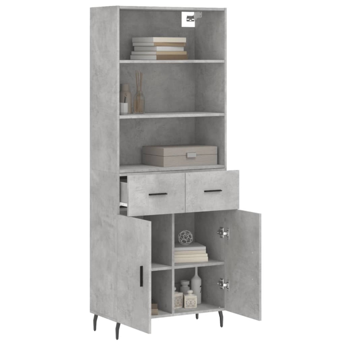vidaXL Ντουλάπι Γκρι Σκυροδέματος 69,5x34x180 εκ. Επεξεργασμένο Ξύλο