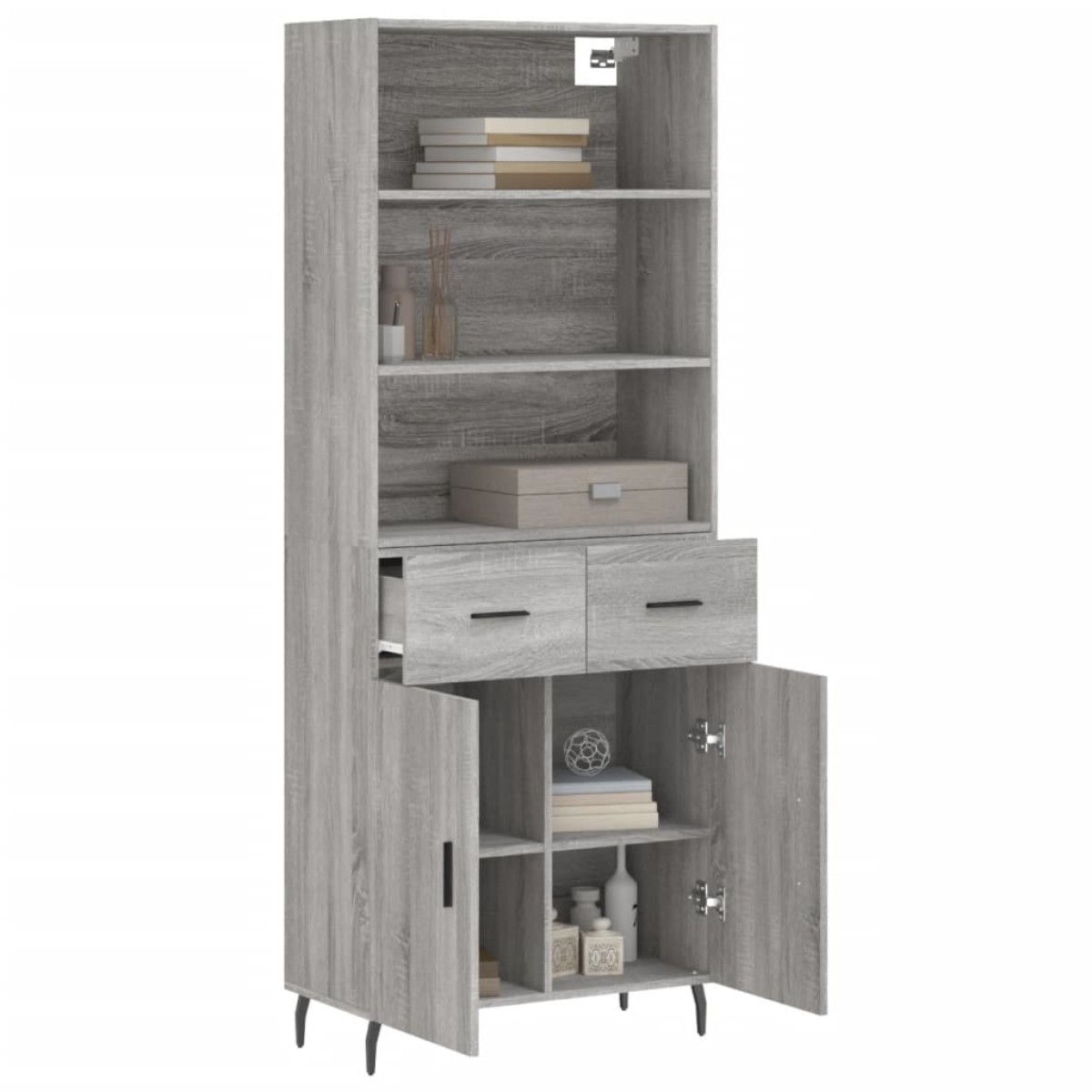 vidaXL Ντουλάπι Γκρι Sonoma 69,5 x 34 x 180 εκ. Επεξεργασμένο Ξύλο