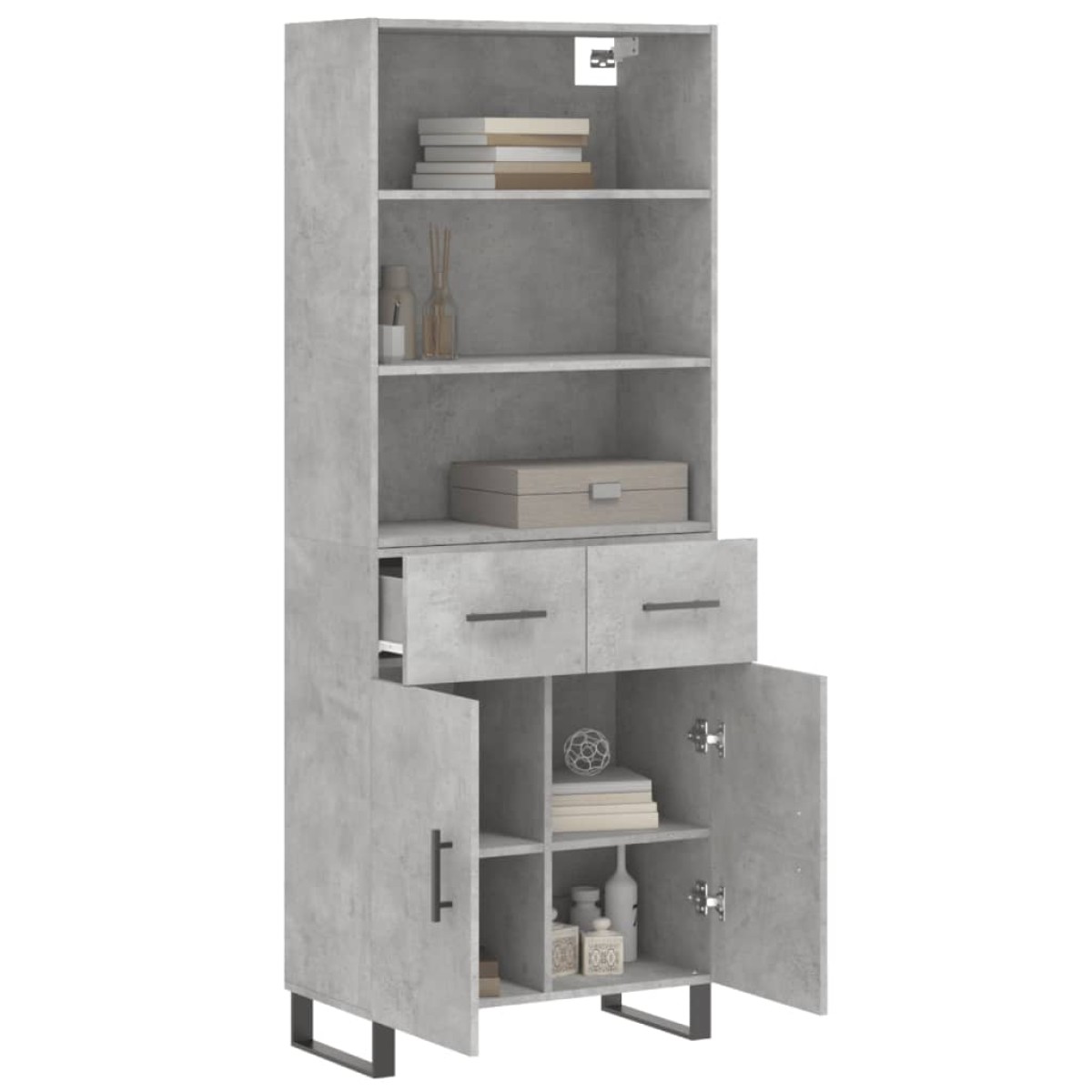 vidaXL Ντουλάπι Γκρι Σκυροδέματος 69,5x34x180 εκ. Επεξεργασμένο Ξύλο