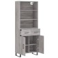vidaXL Ντουλάπι Γκρι Sonoma 69,5 x 34 x 180 εκ. Επεξεργασμένο Ξύλο