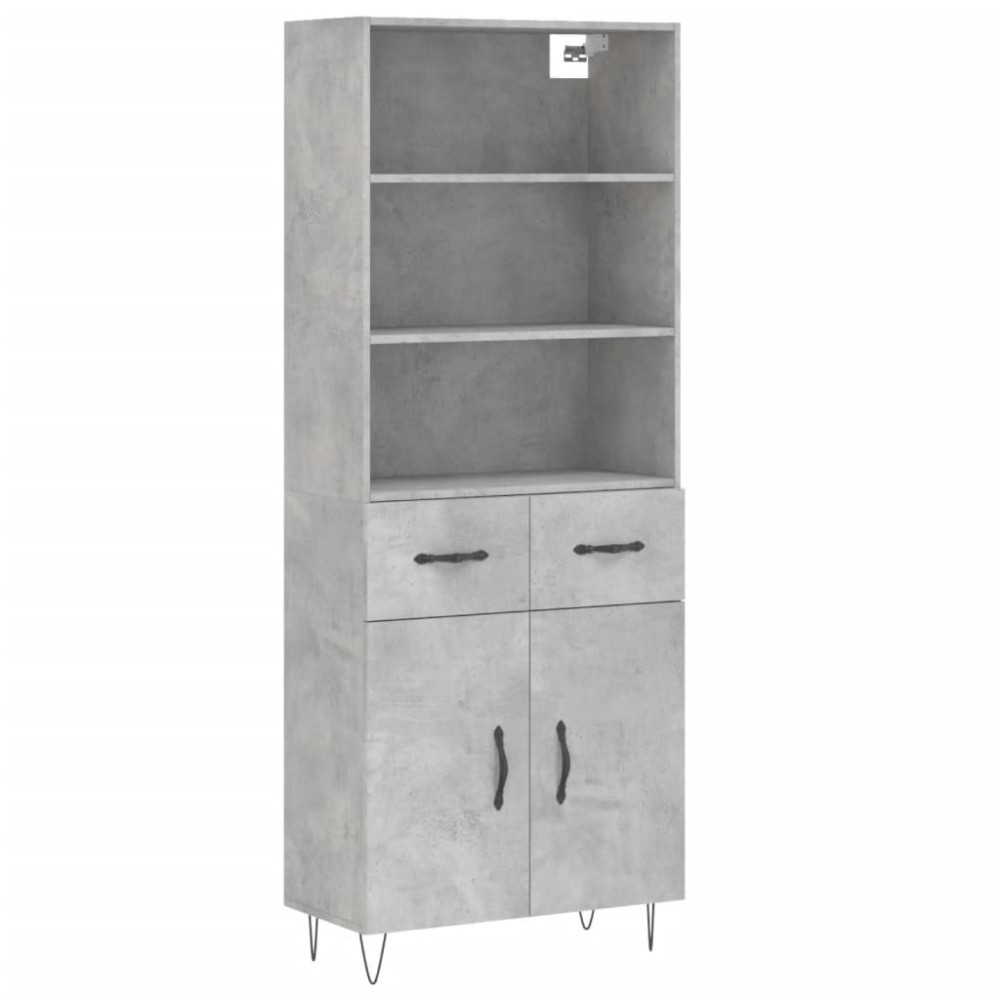 vidaXL Ντουλάπι Γκρι Σκυροδέματος 69,5x34x180 εκ. Επεξεργασμένο Ξύλο