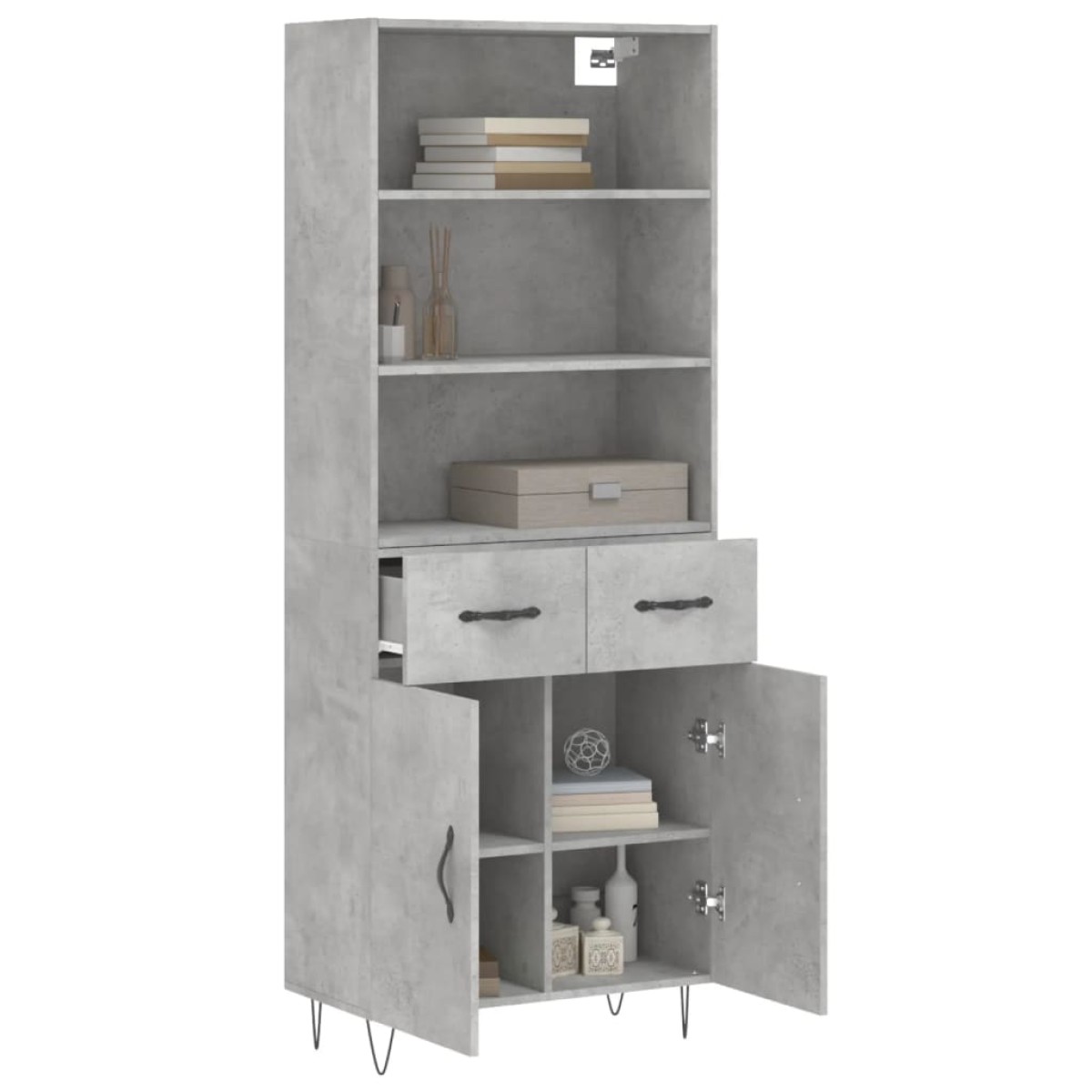vidaXL Ντουλάπι Γκρι Σκυροδέματος 69,5x34x180 εκ. Επεξεργασμένο Ξύλο