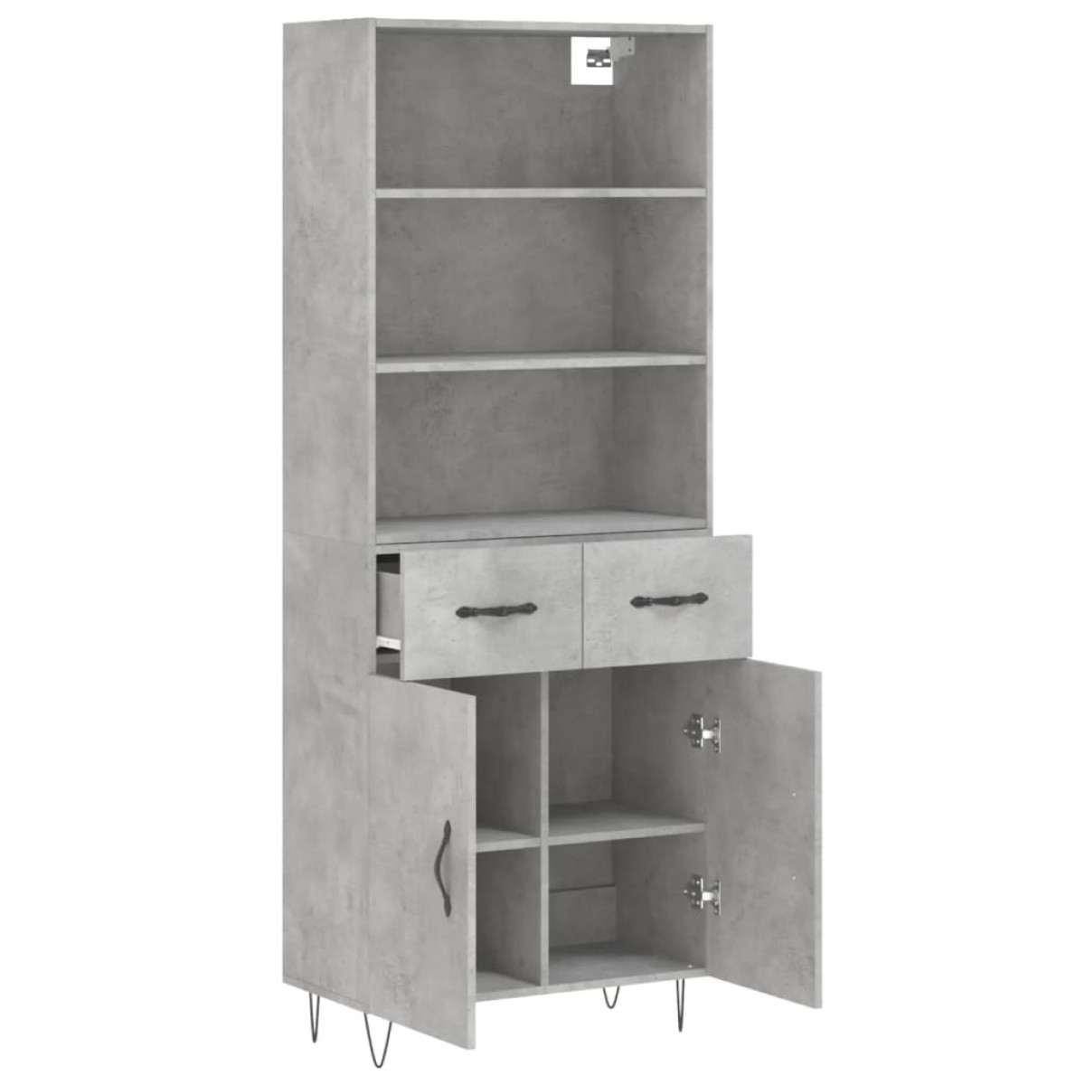 vidaXL Ντουλάπι Γκρι Σκυροδέματος 69,5x34x180 εκ. Επεξεργασμένο Ξύλο