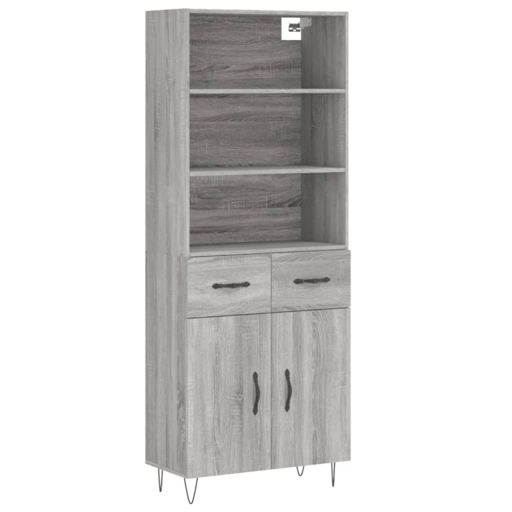 vidaXL Ντουλάπι Γκρι Sonoma 69,5 x 34 x 180 εκ. Επεξεργασμένο Ξύλο