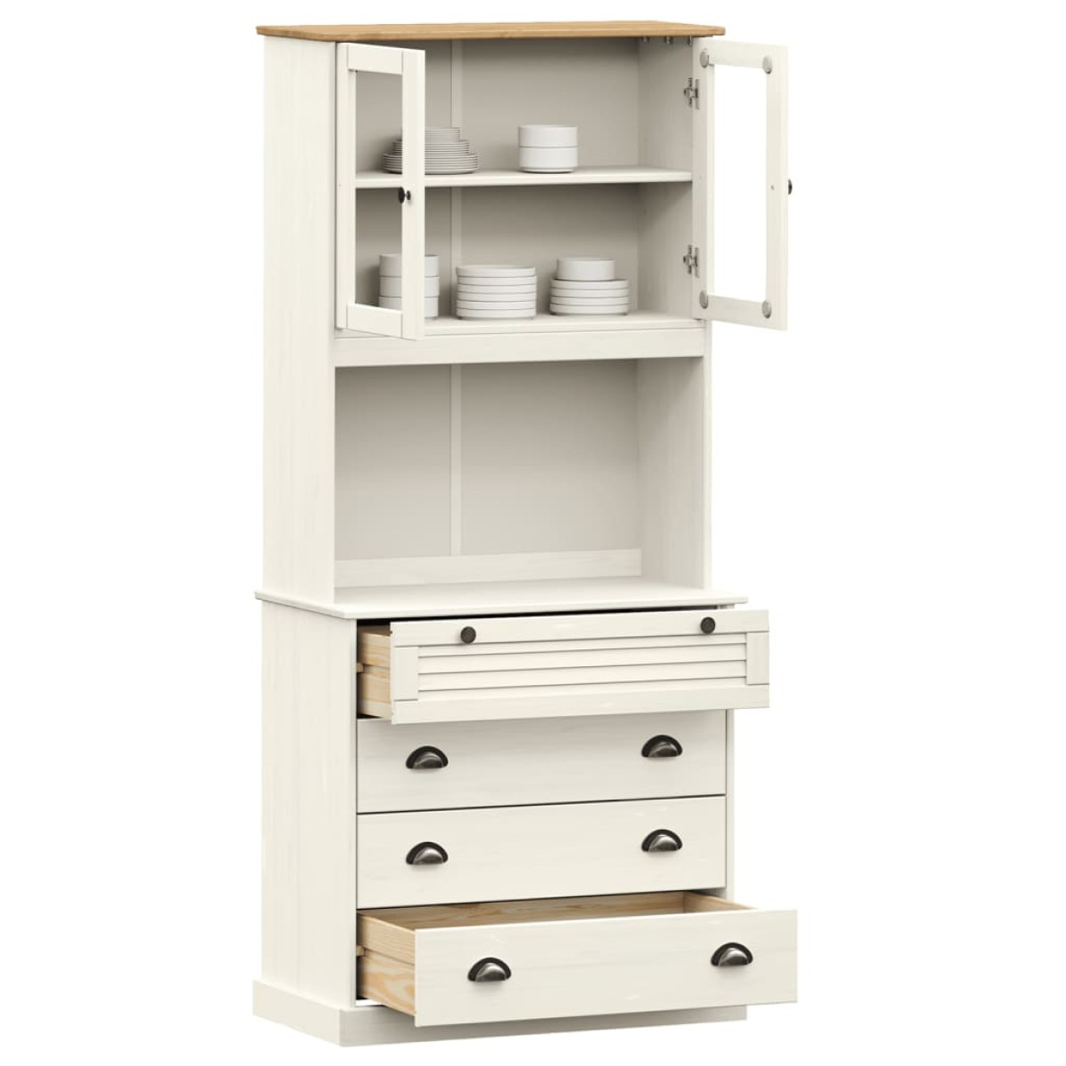vidaXL Βιτρίνα VIGO Λευκή 80 x 40 x 176 εκ. από Μασίφ Ξύλο Πεύκου