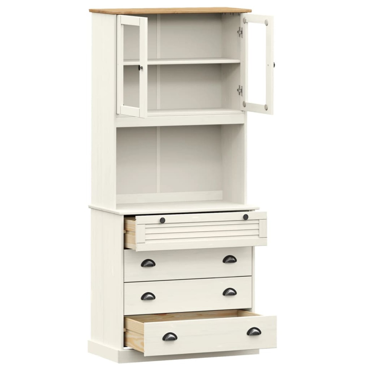 vidaXL Βιτρίνα VIGO Λευκή 80 x 40 x 176 εκ. από Μασίφ Ξύλο Πεύκου