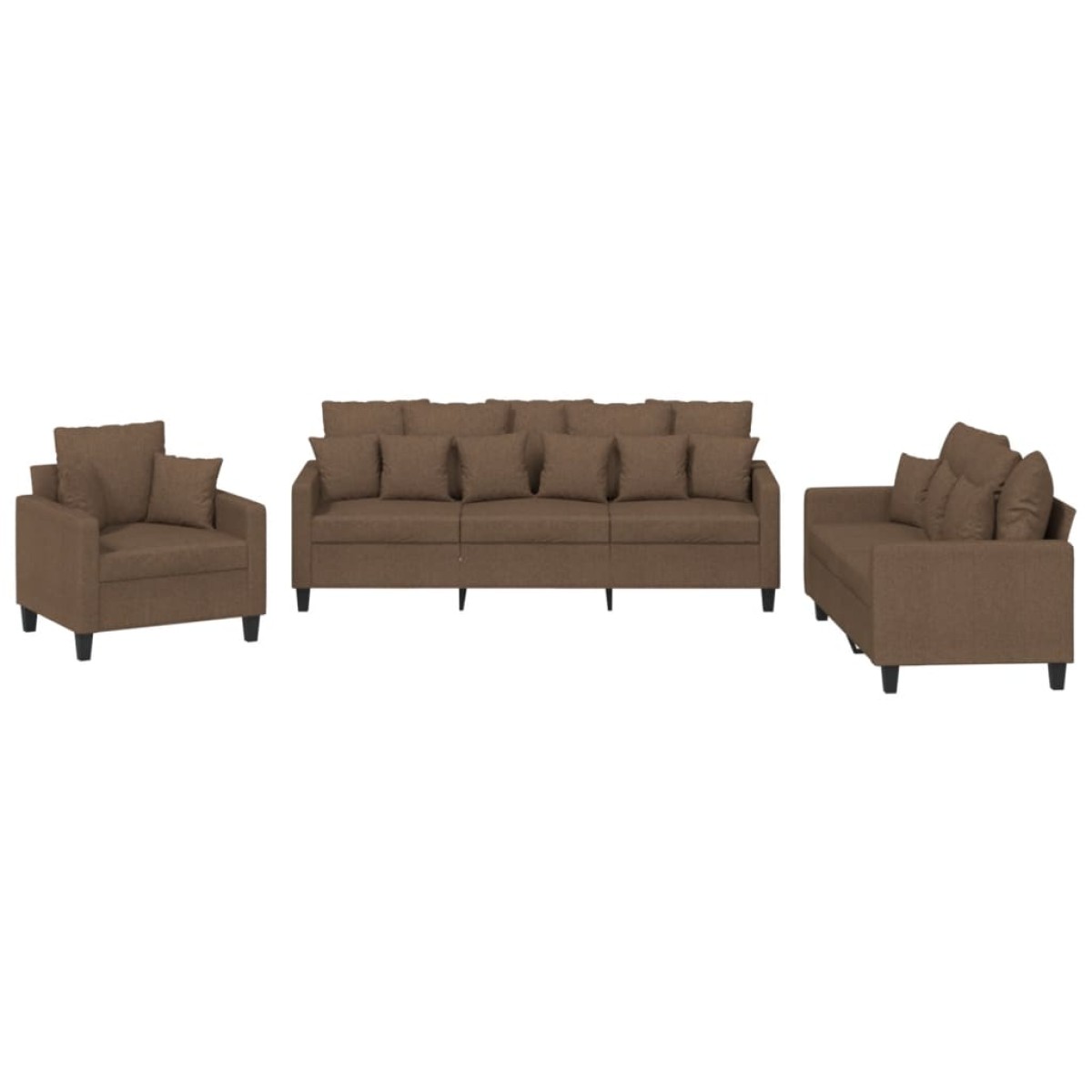 vidaXL Πολυθρόνες Σετ 3 Τεμαχίων Καφέ από Ύφασμα με Μαξιλάρια