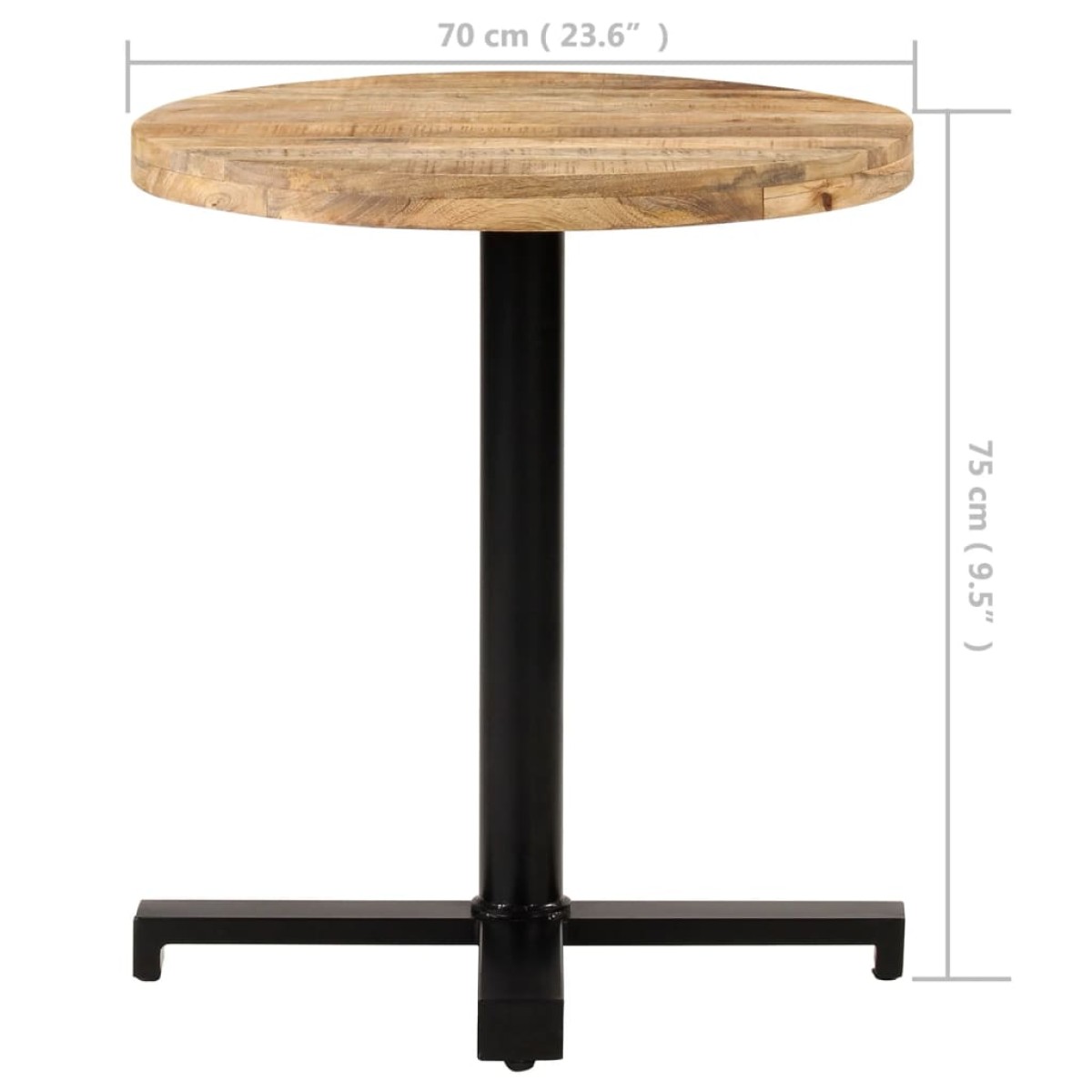 vidaXL Τραπέζι Bistro Στρογγυλό Ø70 x 75 εκ. Ακατέργαστο Ξύλο Μάνγκο