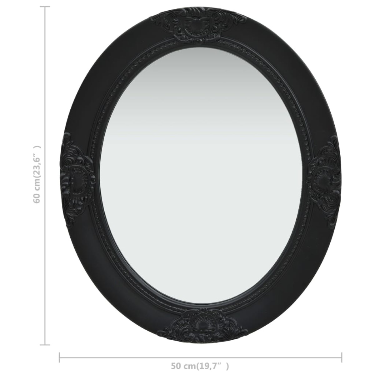 vidaXL Καθρέφτης Τοίχου με Μπαρόκ Στιλ Μαύρος 50 x 60 εκ.