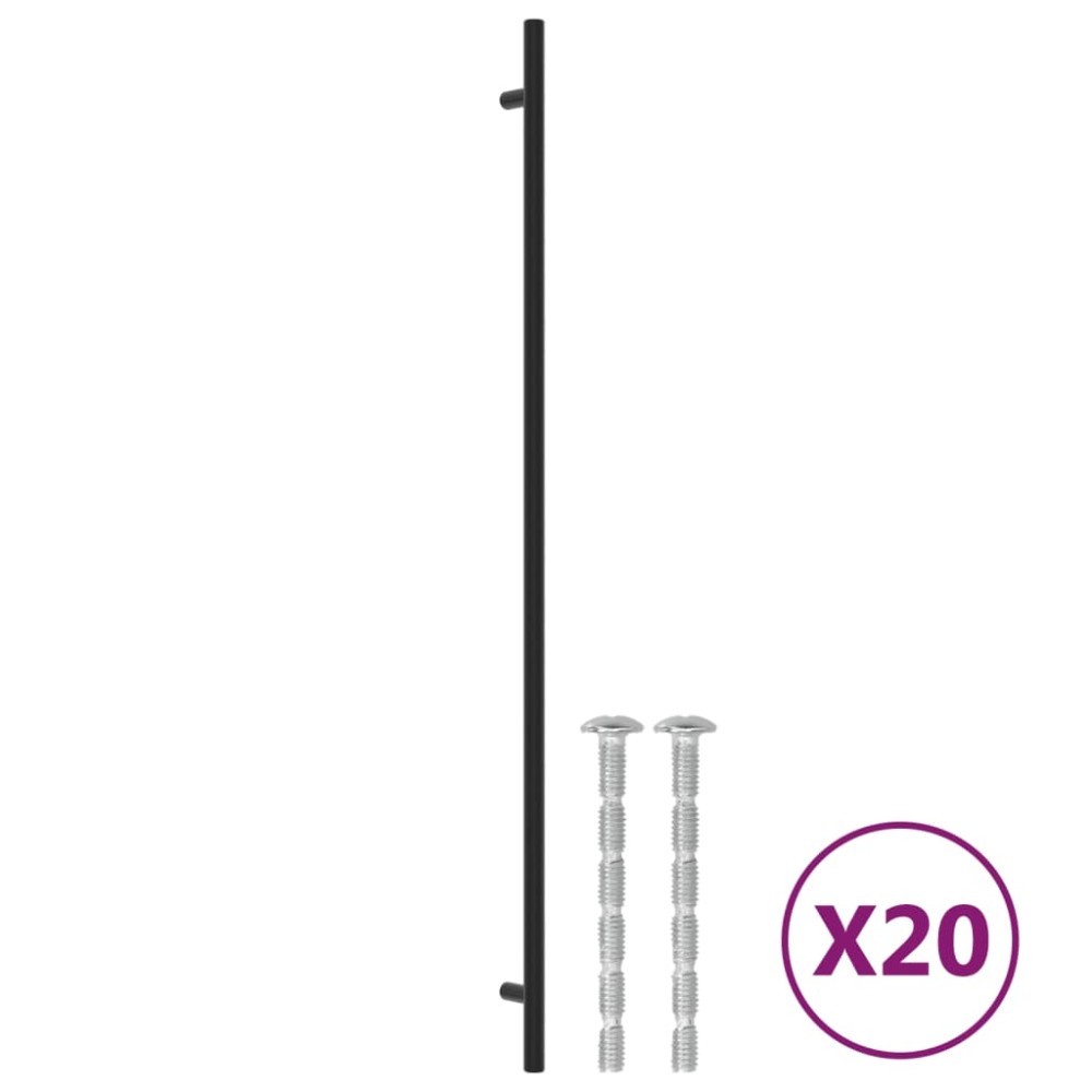 vidaXL Λαβές Ντουλαπιών 20 τεμ. Μαύρες 480 χιλ. από Ανοξείδωτο Ατσάλι