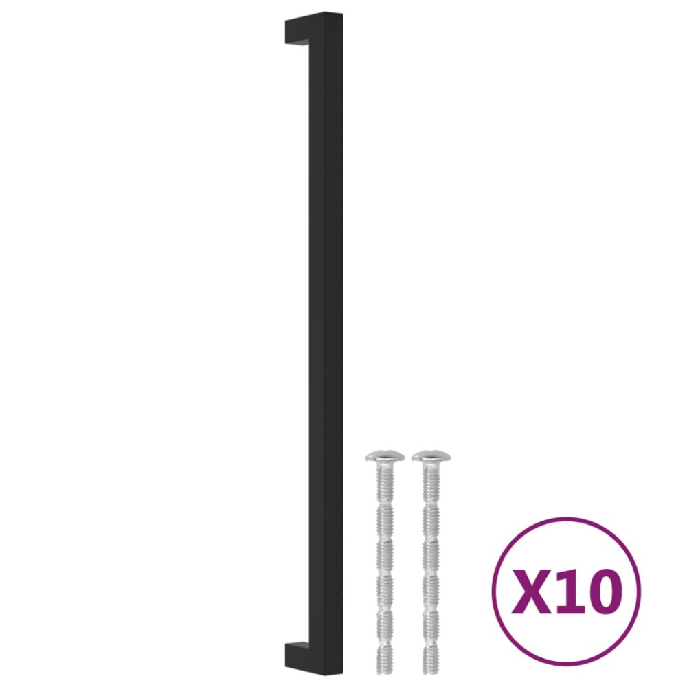 vidaXL Λαβές Ντουλαπιών 10 τεμ. Μαύρες 320 χιλ. από Ανοξείδωτο Ατσάλι