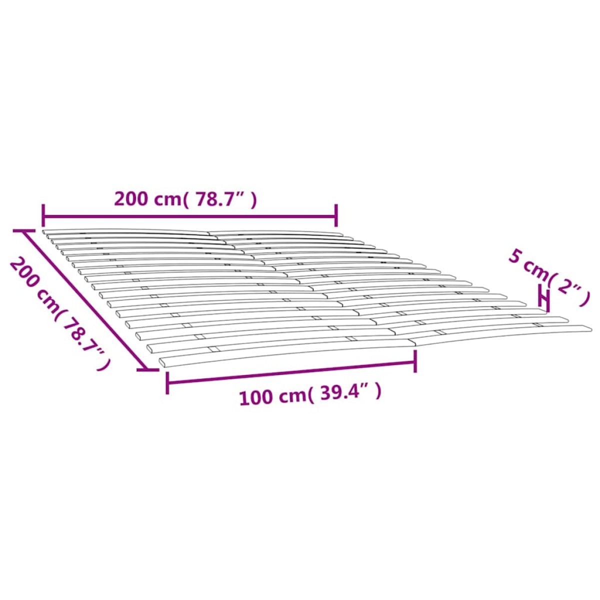 vidaXL Τελάρα Κρεβατιού με 34 Σανίδες 2 Τεμ. 100 x 200 εκ.