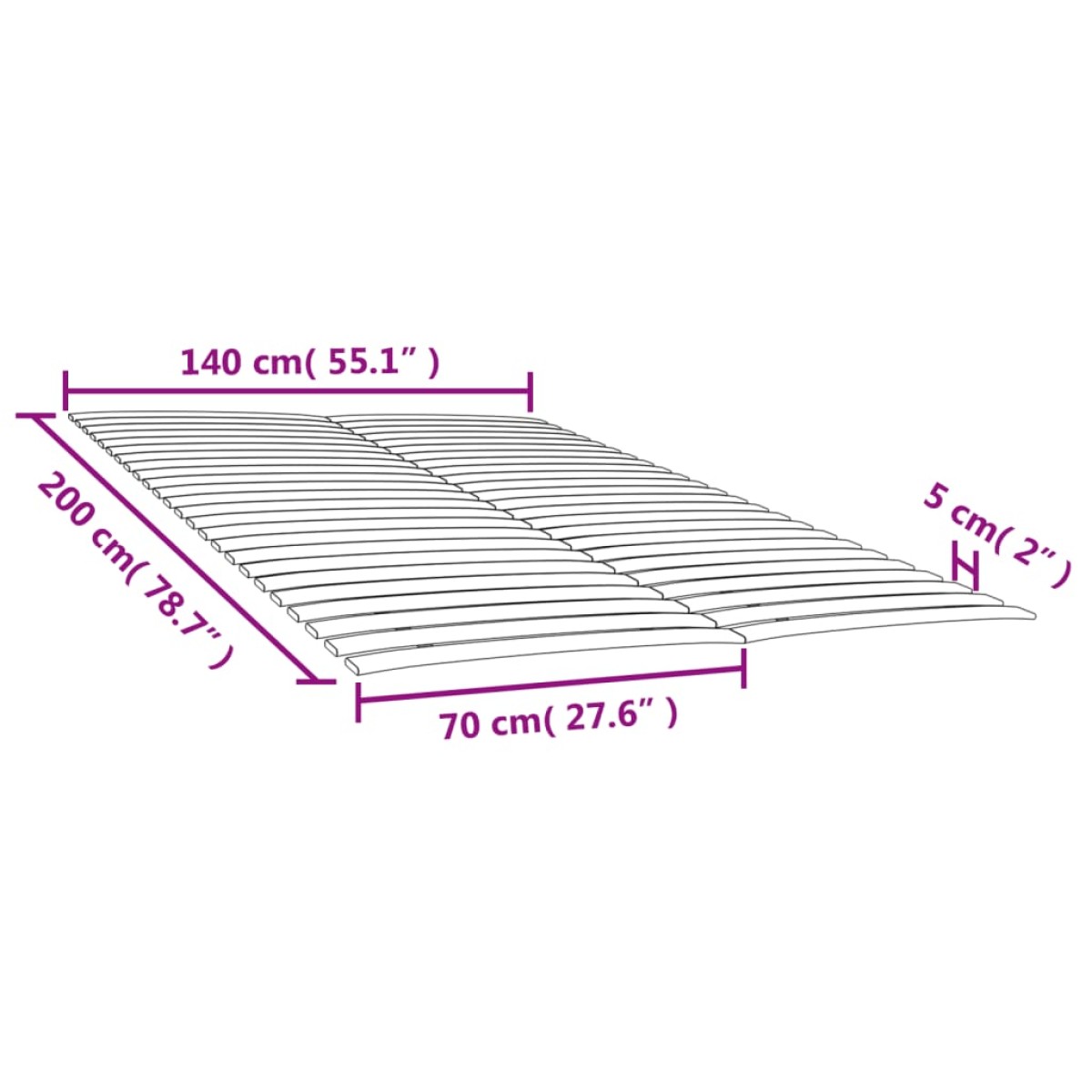 vidaXL Τελάρα Κρεβατιού με 48 Σανίδες 2 Τεμ. 70 x 200 εκ.