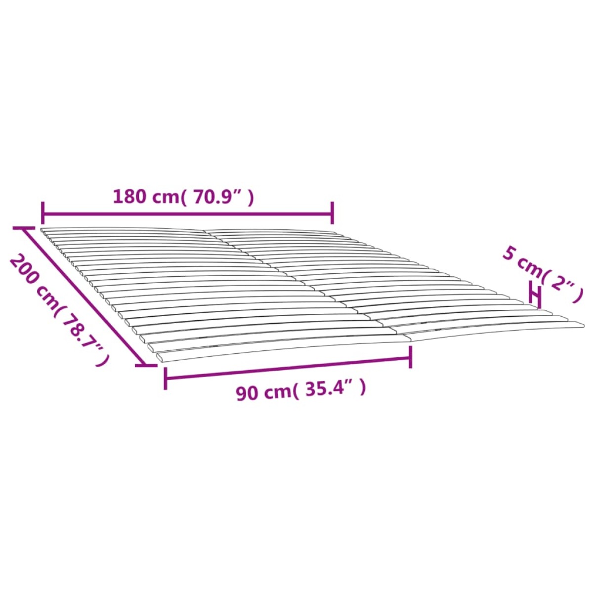 vidaXL Τελάρα Κρεβατιού με 48 Σανίδες 2 Τεμ. 90x200 εκ.