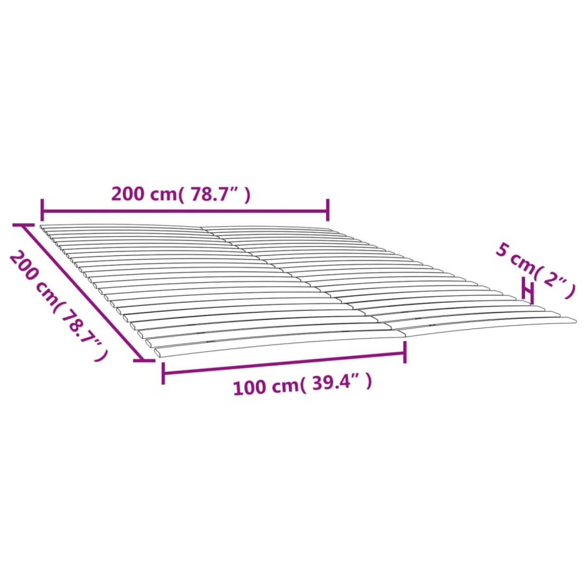 vidaXL Τελάρα Κρεβατιού με 48 Σανίδες 2 τεμ. 100 x 200 εκ.