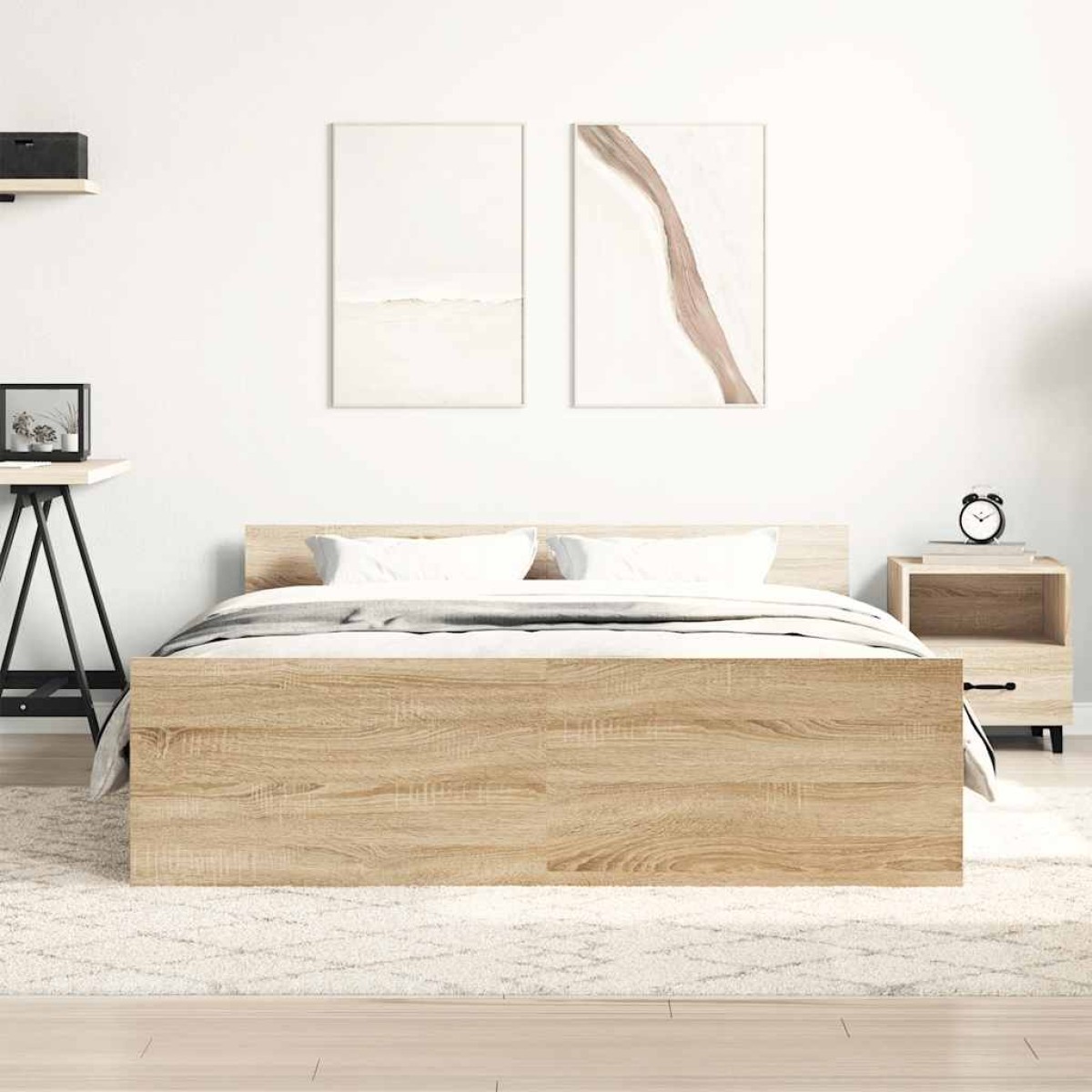 vidaXL Πλαίσιο Κρεβατιού με Κεφαλάρι/Υποπόδιο Sonoma Δρυς 140x200 εκ.