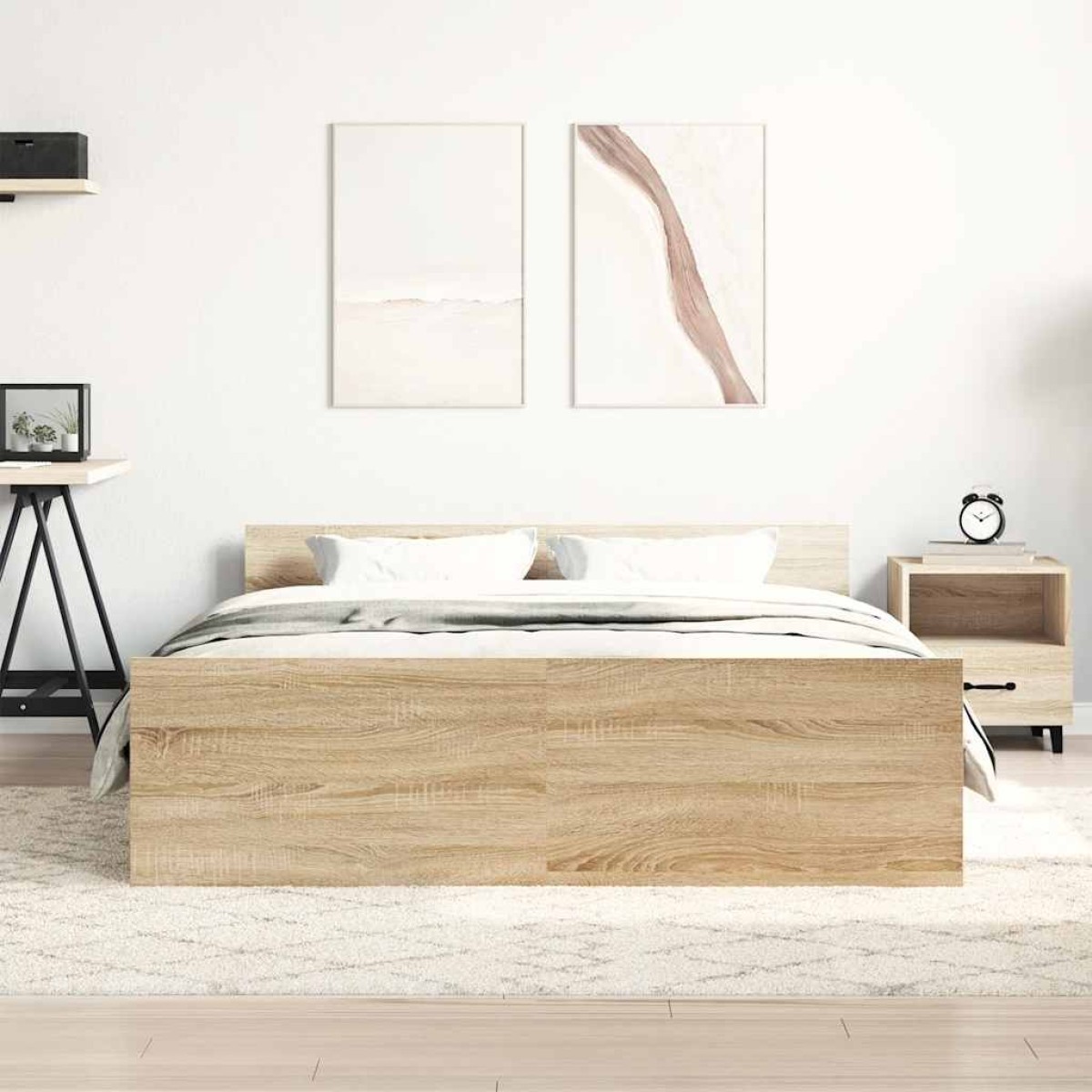 vidaXL Πλαίσιο Κρεβατιού με Κεφαλάρι/Ποδαρικό Sonoma Δρυς 140x190 εκ.