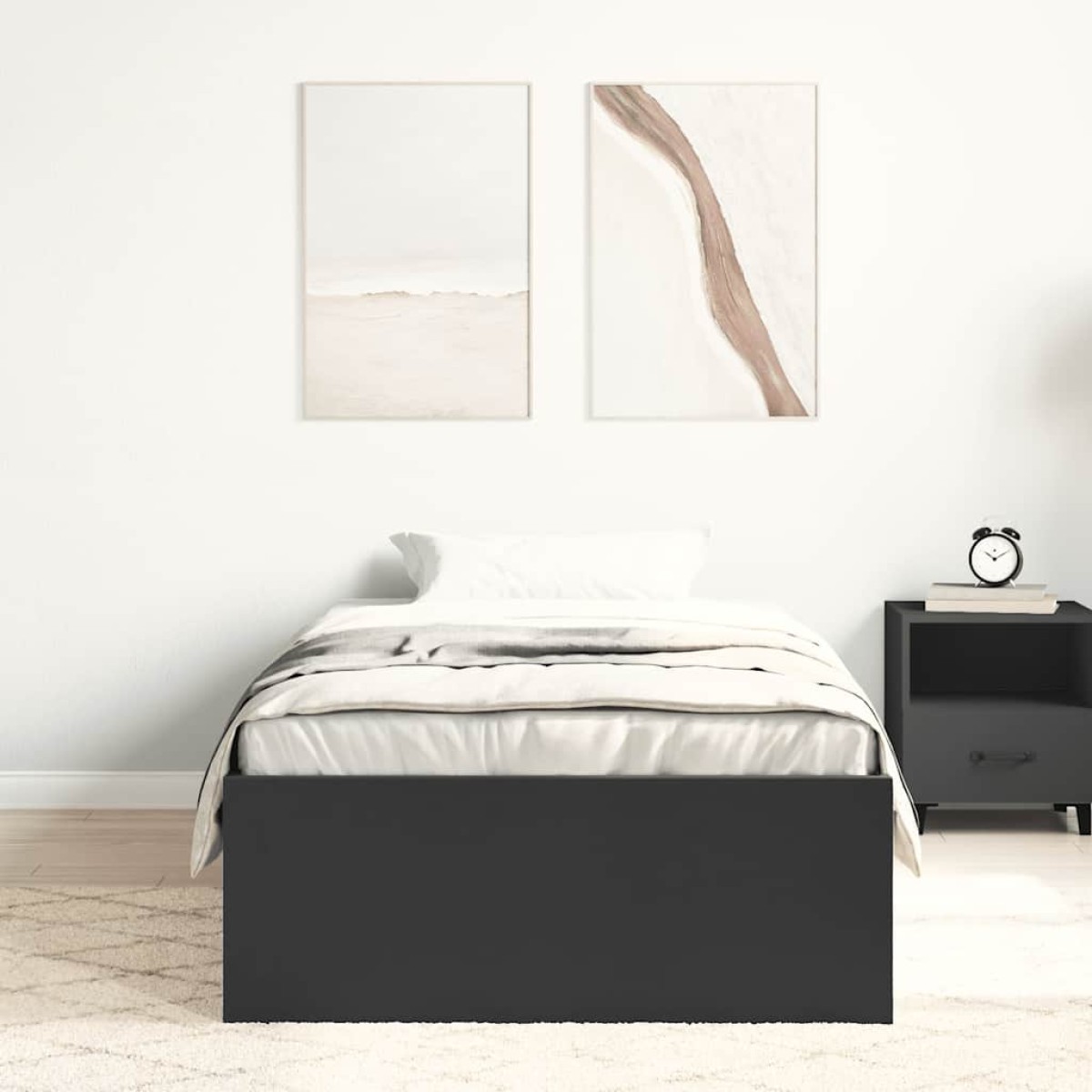 vidaXL Πλαίσιο Κρεβατιού Μαύρο 90x200 cm