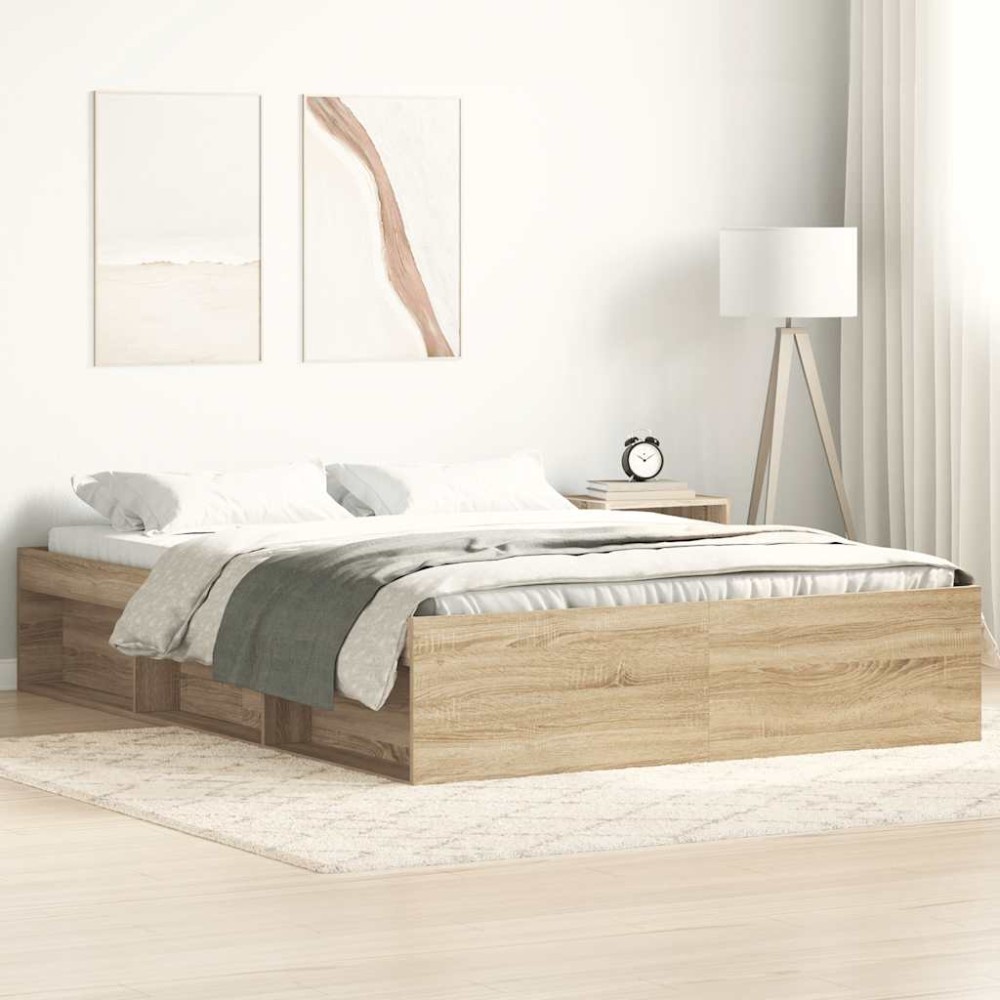 vidaXL Πλαίσιο Κρεβατιού Sonoma Δρυς 150 x 200 εκ. King Size