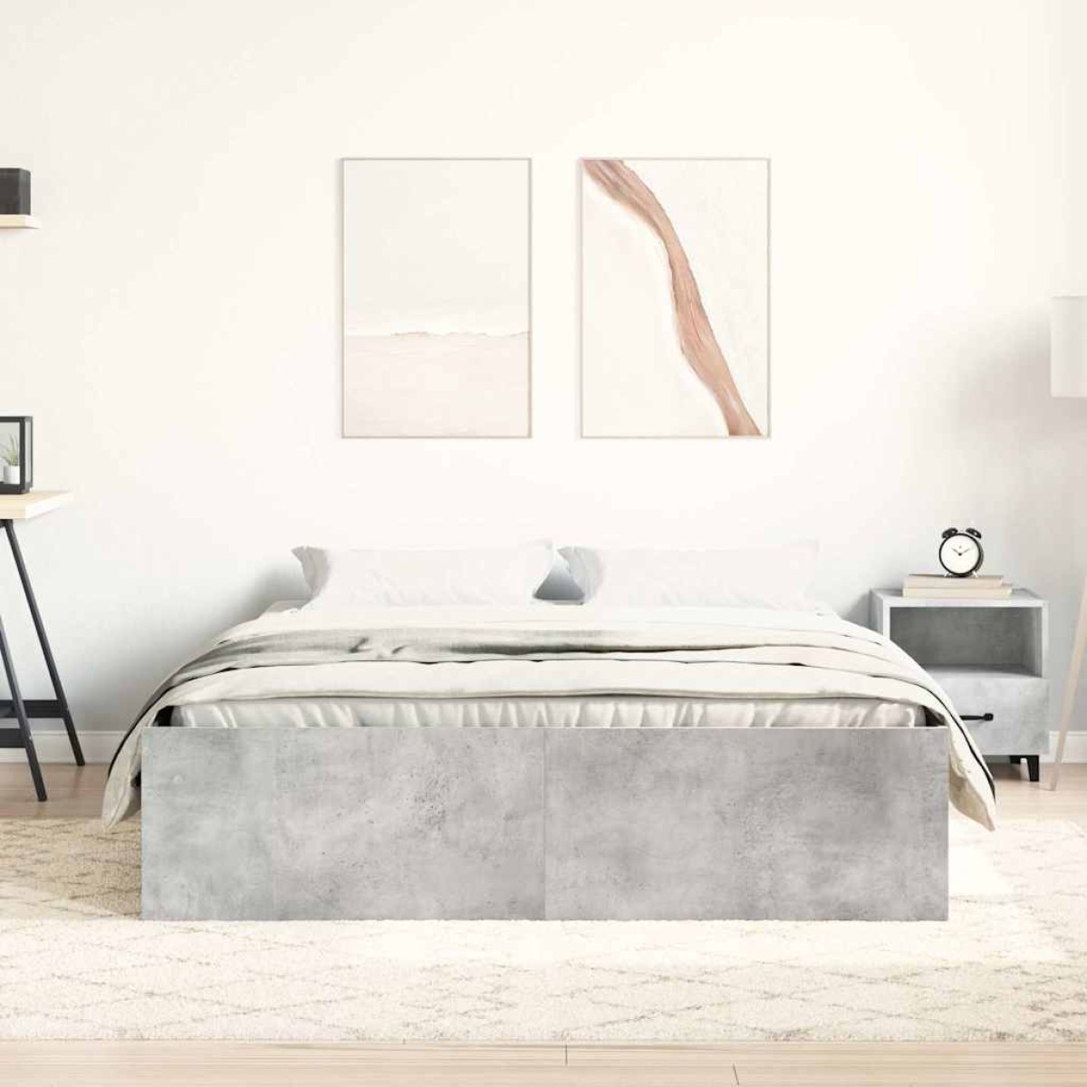 vidaXL Πλαίσιο Κρεβατιού Γκρι Σκυροδέματος 150 x 200 εκ. King Size