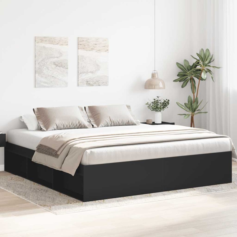 vidaXL Πλαίσιο Κρεβατιού Μαύρο 180 x 200 εκ. Super King